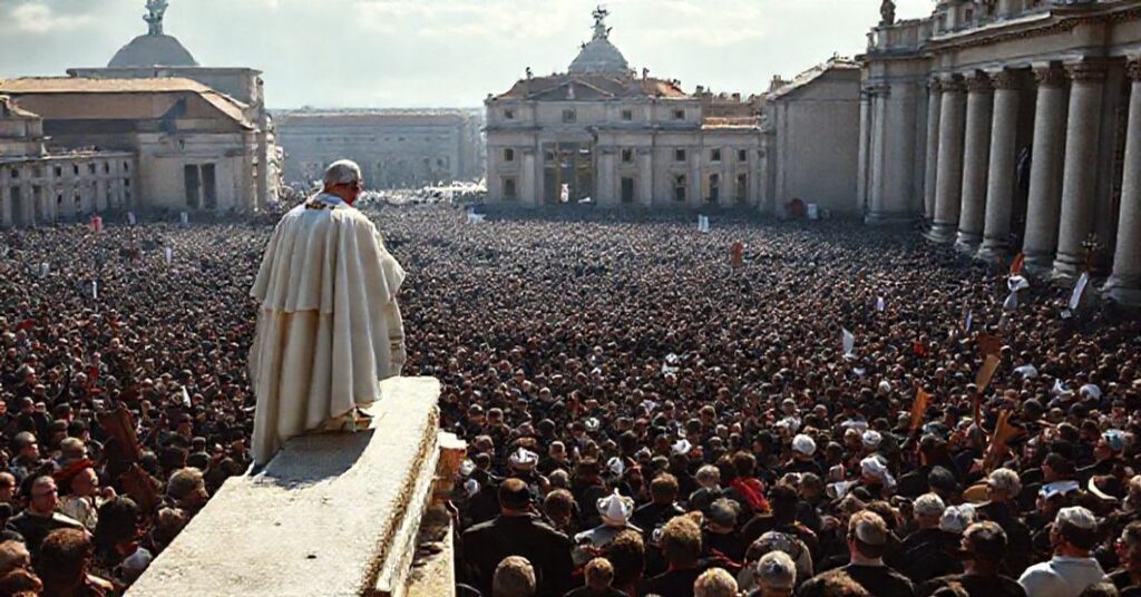 Tłum w Placu Świętego Piotra podczas inauguracji Karola Wojtyły w 1978 roku