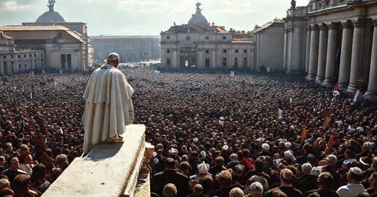 Tłum w Placu Świętego Piotra podczas inauguracji Karola Wojtyły w 1978 roku