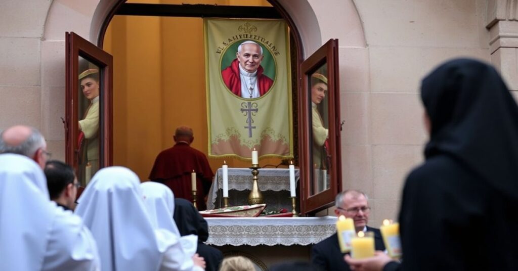 Zgromadzenie pod Oknem Papieskim w Krakowie podczas uroczystości ku czci rzekomego św. Jana Pawła II