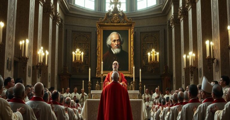 Ceremonia w bazylice watykańskiej, podczas której fałszywy antypapież ogłasza heretyka Newmana doktorem Kościoła