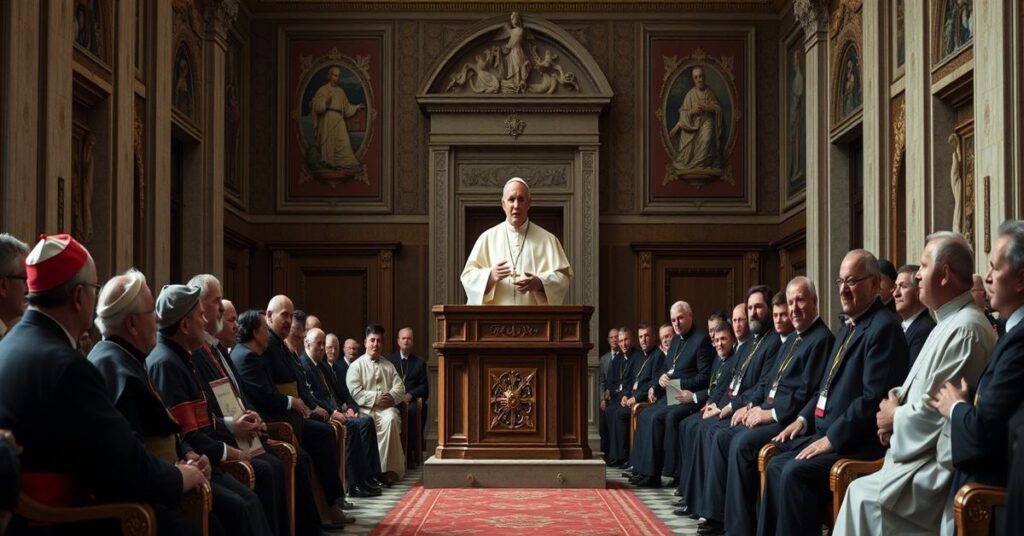 Scena z audiencji z fałszywym papieżem Leonem XIV w Watykanie, krytyka sekularyzmu i naturalizmu w współczesnym katolicyzmie
