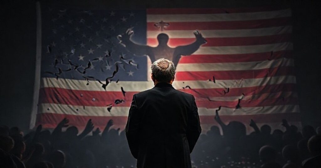 Serdeczna scena katolicka przedstawiająca polityczny teatr JD Vance'a w kontekście ignorowania Społecznego Panowania Chrystusa Króla