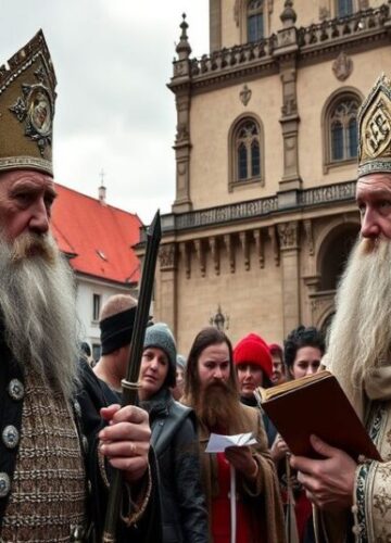 Leon XIV i herezja „daru Syna” – apostoza w homilii Leon XIV stoi na bariadkach krakowskich z wyraźnym smutkiem w twarzy przed katedrą gotycką.