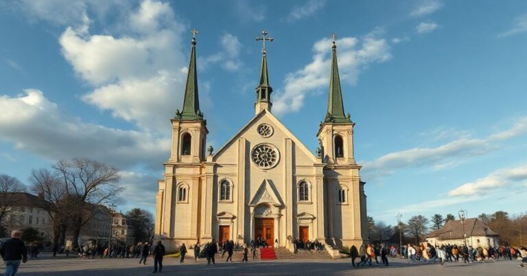 Obraz przedstawia "arcybiskupa" Józefa Kupnego podczas homilii w Świątyni Katarzyny Aleksandryjskiej, krytykującej modernistyczne redukcje wiary