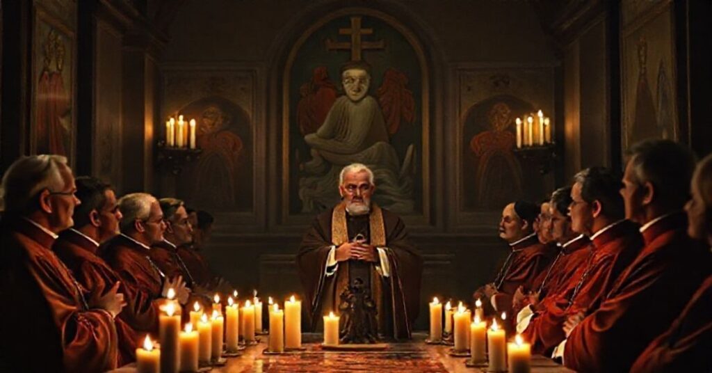 Kaplica z tradycyjnymi katolickimi symbolami podczas adwentowych medytacji o. Pasoliniego