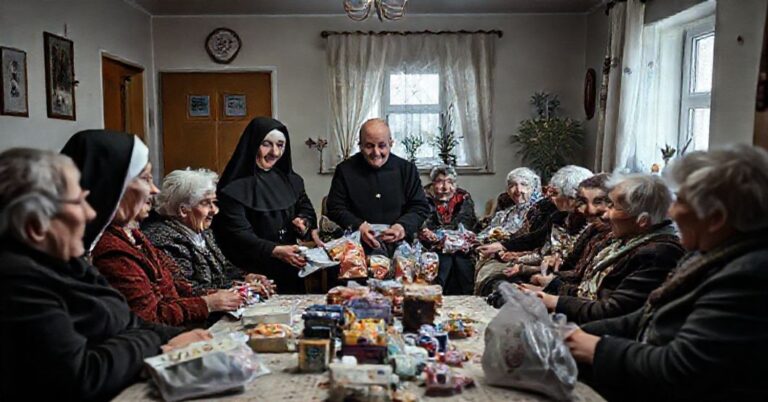 Scena w domu pomocy społecznej podczas akcji charytatywnej „TAK nieWIELE” bez elementów religijnych