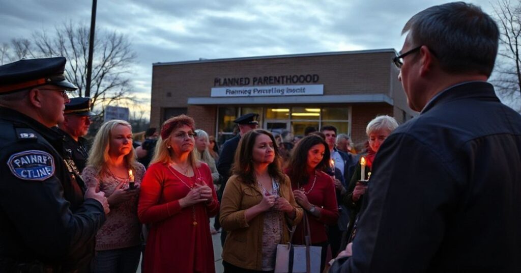 Grupa katolickich aktywistów pro-life modli się przed kliniką aborcyjną Planned Parenthood w Grand Rapids, Michigan