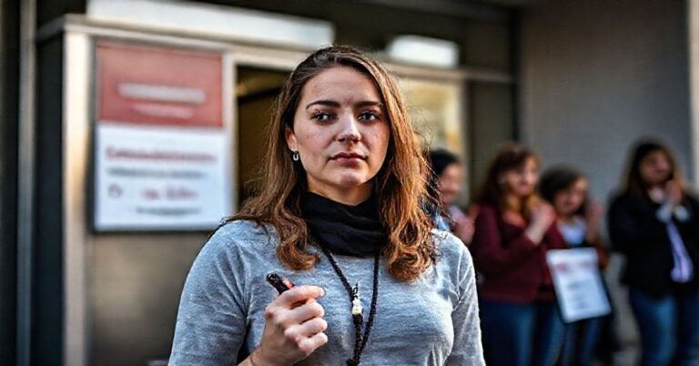 Anastazja Rogers - katolicka aktywistka pro-life - modli się przed kliniką Planned Parenthood w San Francisco