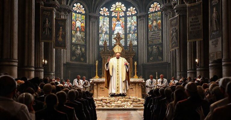 Bazylika św. Jana na Lateranie podczas fałszywej uroczystości poświęcenia pod przewodnictwem antypapieża Leona XIV