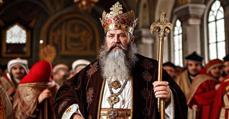 Antypapież Leon XIV przed siedzibą tureckiego Diyanetu w Stambule