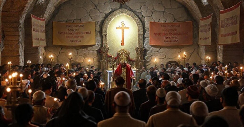 Uroczystość ekumeniczna prowadzona przez Antypapieża Leona XIV w pseudosanktuarium Pani Libanu w Harissie, Liban