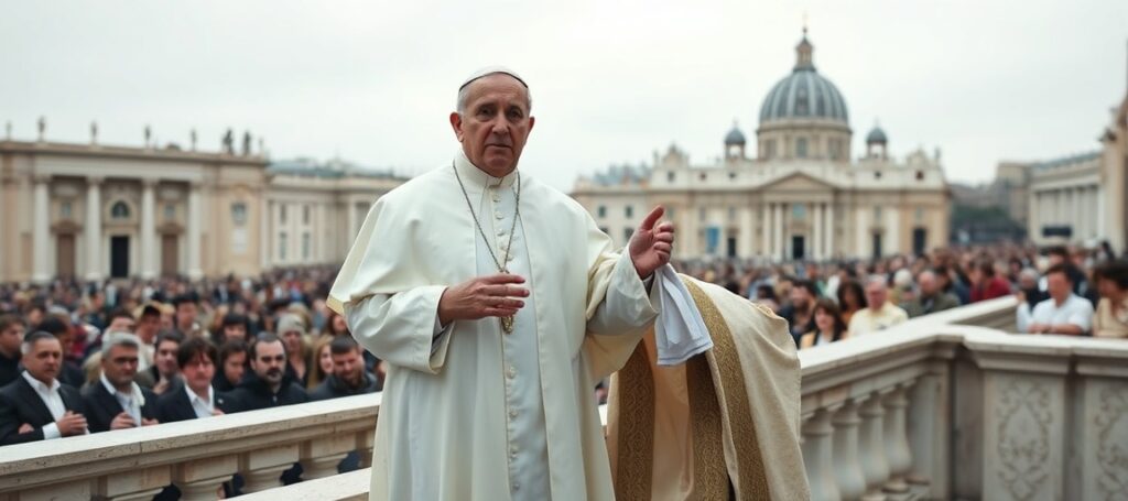 Antypapież Leon XIV podczas uroczystości Anioł Pański na Placu Świętego Piotra – fałszywy papież głoszący herezję humanizmu zamiast Królestwa Chrystusowego