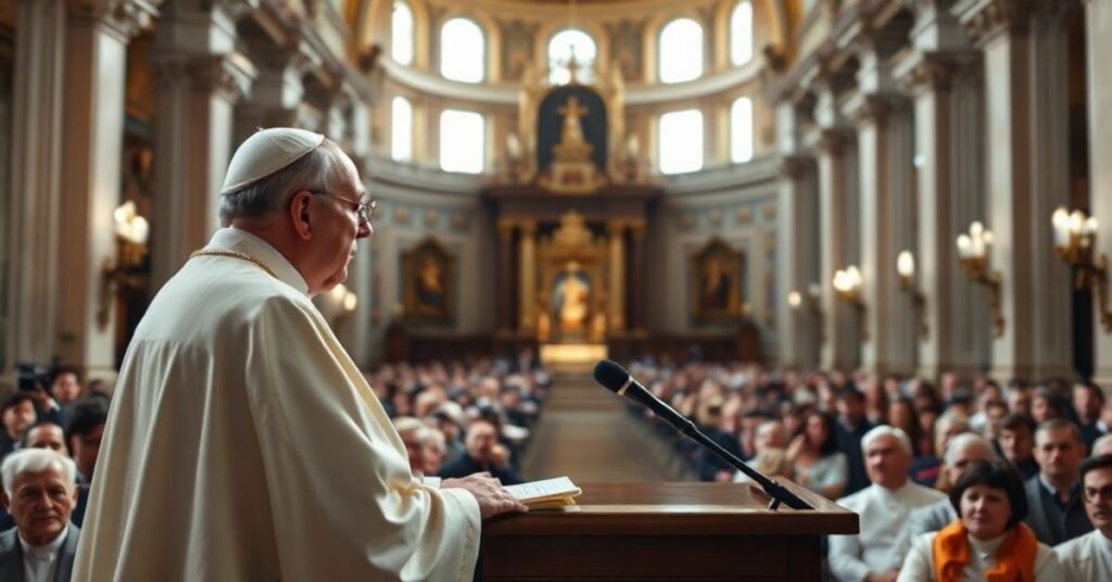 Solidny antypapież Leon XIV w trakcie przemówienia na Światowym Dniu Społecznego Przekazu