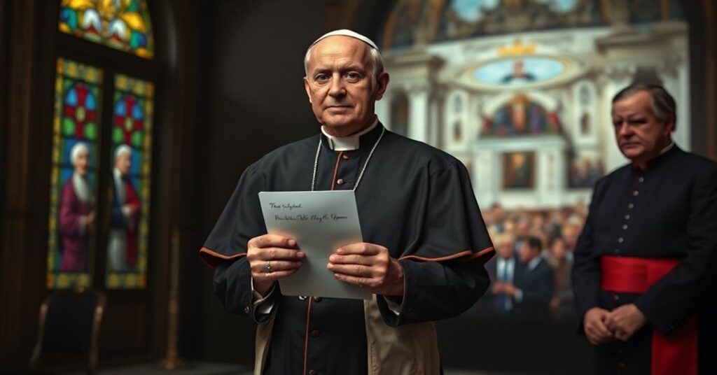 Portret anty-papieża Roberta Prevosta rozważającego zaproszenie Donalda Trumpa do Rady Pokoju