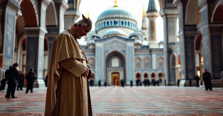 Antypapież Leon XIV w modlitwie w Błękitnym Meczecie w Stambule