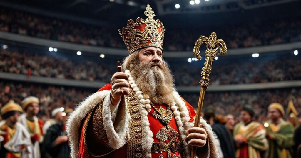 Antypapież Leon XIV podczas ekumenicznej pseudoliturgii w Stambule na stadionie Volkswagen Arena