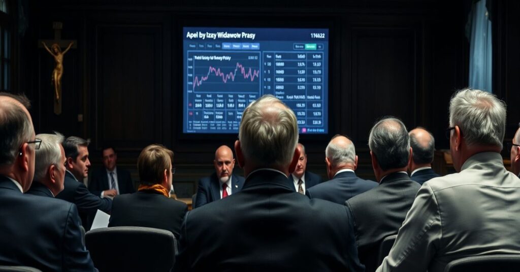 Konferencja przedstawicieli prasy dyskutujących nad apelacją o finansowanie kultury w sekularyzowanym otoczeniu z krucyfiksem na tle.