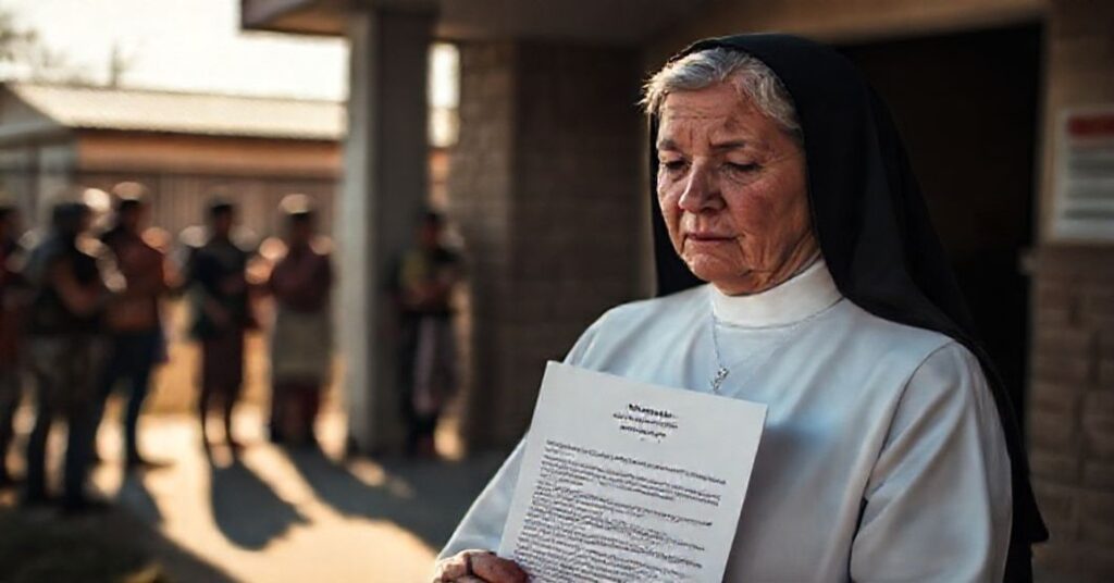 Siostra Norm Pimentel przed centrum pomocy migrancko katolickim w McAllen