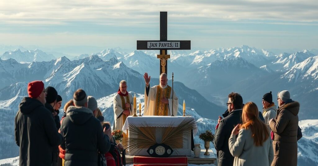 Zimowa Msza św. na Groniu Jana Pawła II w Beskidzie Małym z nieprawdziwym kapłanem i idolatrycznym kultem