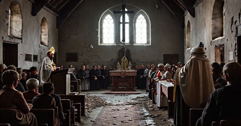 Poważna scenografia XXVI Dnia Modlitwy i Pomocy Materiałowej Kościłowi na Wschodzie organizowanego przez posoborowe struktury