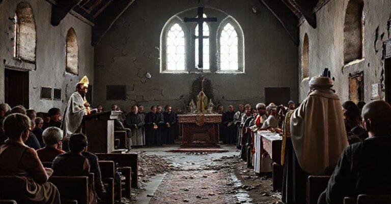 Poważna scenografia XXVI Dnia Modlitwy i Pomocy Materiałowej Kościłowi na Wschodzie organizowanego przez posoborowe struktury