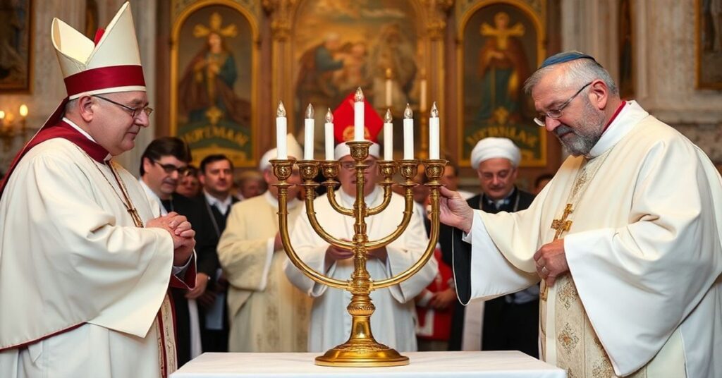 Sobór katolicki w Poznaniu, gdzie fałszywi hierarchowie uczestniczą w ekumenicznej ceremonii z rabinem.