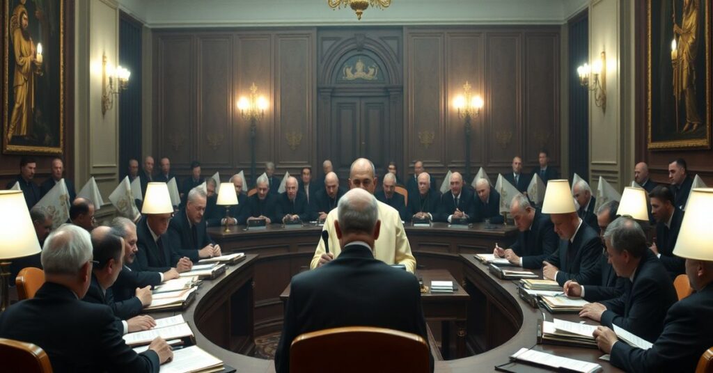 Sobor biskupów ukraińskich z biskupem Lechowiczem na czele - symbolizuje apostazję i laicyzm w Kościele