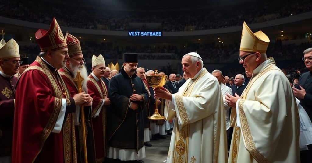 Papież Leon XIV i schizmatyk Bartolomeusz podczas pseudo-Mszy w Stambule