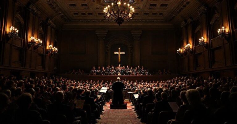 Scena w Auli Pawła VI podczas "Bożonarodzeniowego Koncertu", gdzie Leon XIV wręcza Nagrodę Ratzingera dyrygentowi Riccardo Muti.