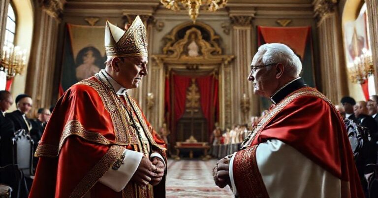 Sobór Watykański i antykoscioł: symboliczna wizyta fałszywego papieża z prezydentem - ilustracja apostazji