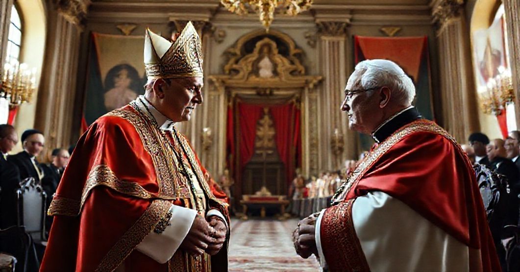 Sobór Watykański i antykoscioł: symboliczna wizyta fałszywego papieża z prezydentem - ilustracja apostazji