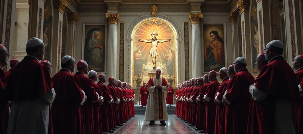 Soborowa hojarzdowość: Robert Prevost jako 'Leo XIV' przygotowuje fałszywą encyklikę w Sali Synodalnej w Watykanie