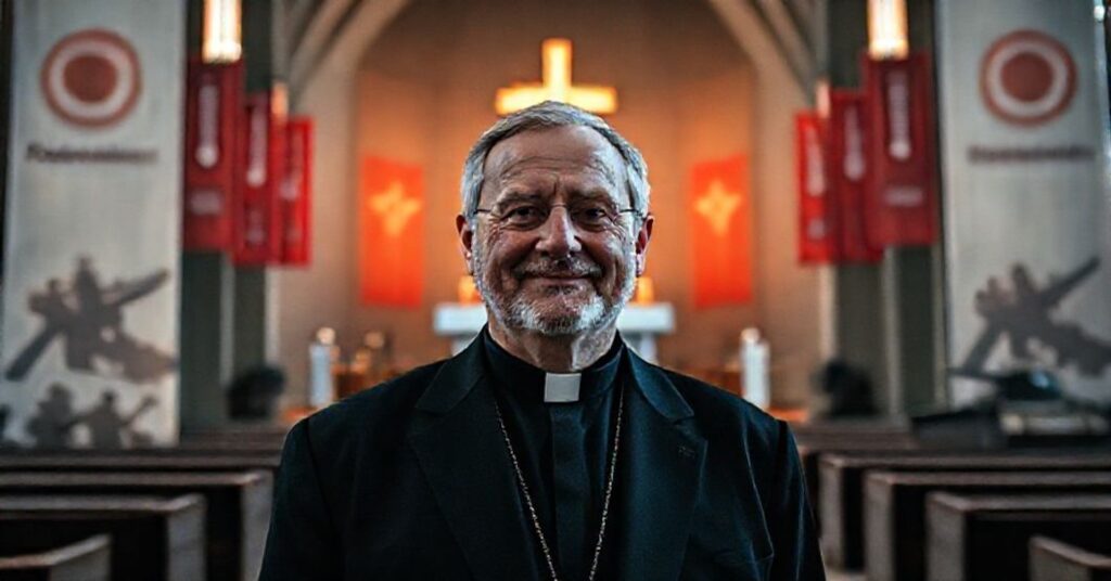 Portret "kardynała" Rainera Marii Woelkiego podczas ekumenicznego wystąpienia o pojednanie bez Chrystusa