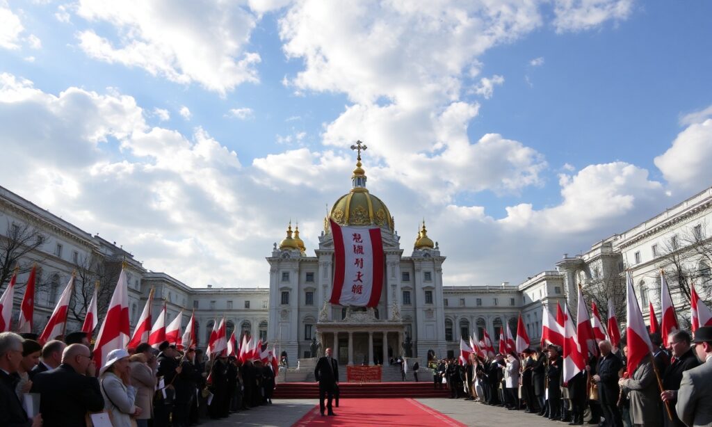 Archiabp Galbas podczas Mszy Świętej z okazji 235. rocznicy Konstytucji 3 maja w archikatedrze warszawskiej