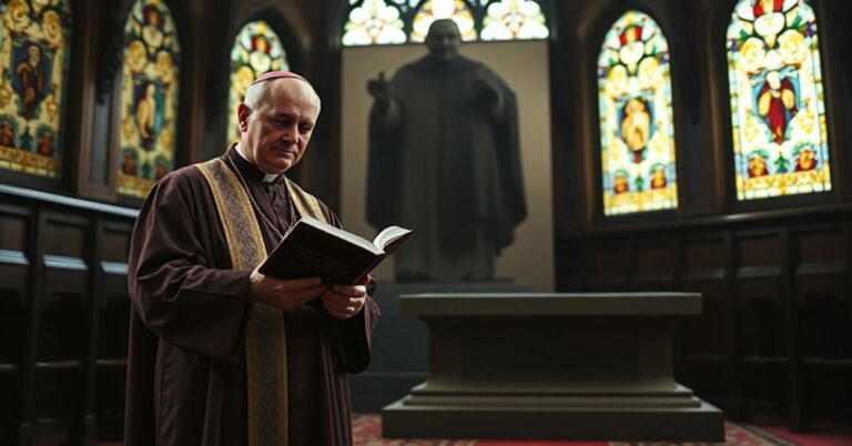 Archbishop Gänswein modli się przy grobie Bergoglia w tradycyjnej katolickiej kościele