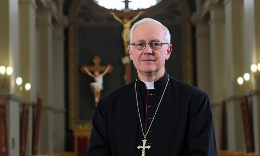 Arcybiskup Georg Gänswein w tradycyjnym katolickim otoczeniu