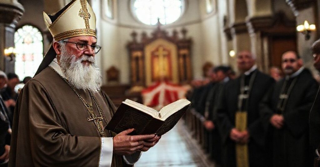 Portret arcybiskupa Martina Kmeteca OFM podczas kontrowersyjnej ekumenicznej wizyty 'papieża Leona XIV' w Turcji