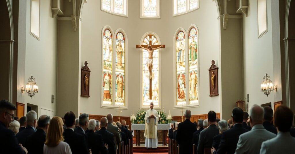 Arcybiskup Tadeusz Wojda wygłaszający kazanie w czasie Wielkiego Postu w tradycyjnym kościele katolickim