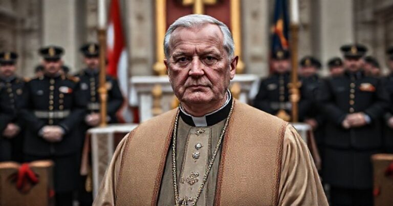 Portret arcybiskupa Zbigniewa Zielińskiego podczas obchodów Narodowego Święta Niepodległości w Poznaniu.