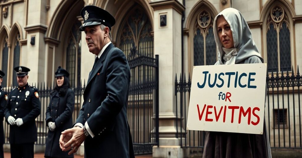 Zdjęcie ukazujące aresztowanie byłego księcia Andrew w pobliżu Pałacu Buckingham 19 lutego 2026 roku. Scena przekazuje upadek moralny i korupcję w brytyjskiej monarchii z katolickiego punktu widzenia.