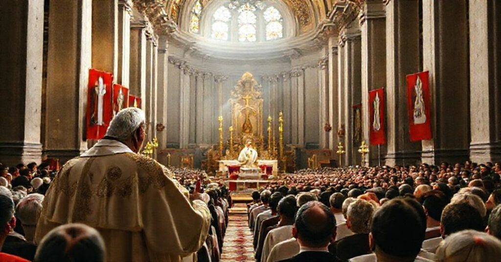 Tradycyjne katolickie zebranie podczas audiencji z papieżem Leonem XIV, z odniesieniem do kontrowersyjnych postaci Rodziny Ulmanów i Heleny Kmieć w kontekście modernizmu