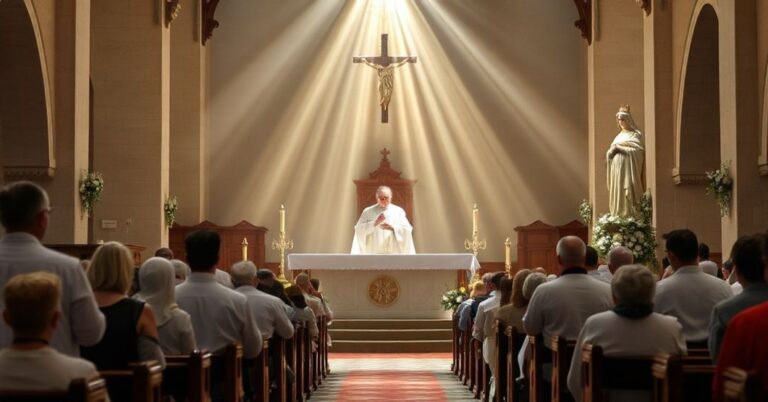 Tradycyjna msza katolicka z konsekracją hostii w kościele tradycji