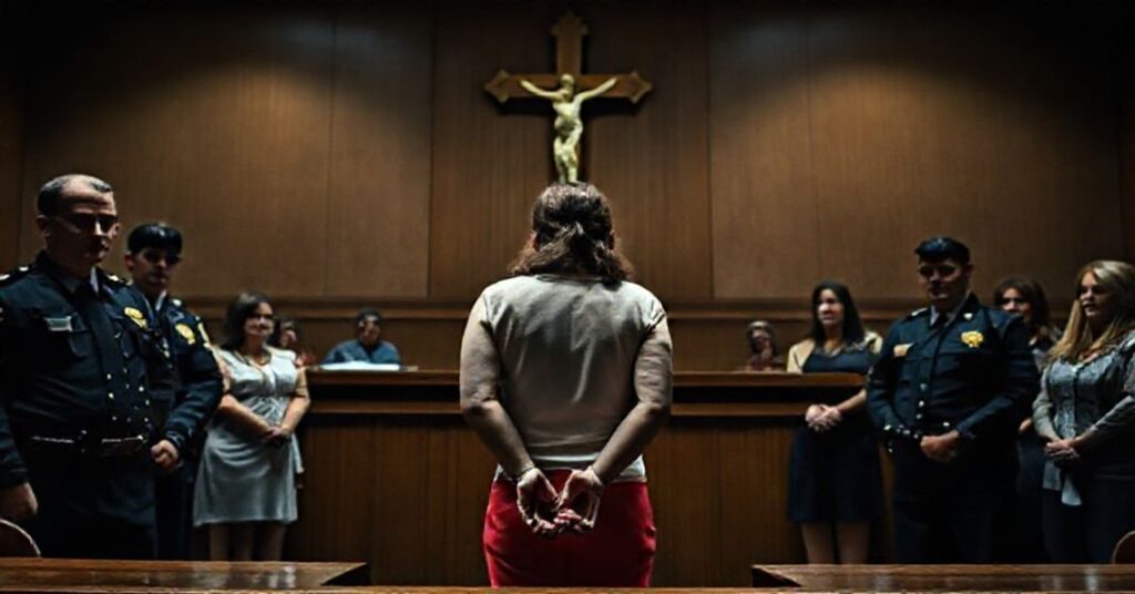 Sądowa sala podczas procesu Barry'ego 'Stacie-Marie' Laughtona, pierwszego publicznego 'transpłciowego' legislatora w historii USA skazanego za wykorzystywanie seksualne dzieci.