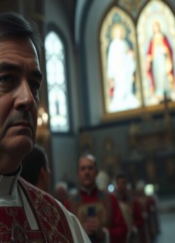 Błędna beatyfikacja w nowoczesnym kościele Uroczystość beatyfikacyjna fałszywego kapłana w nowoczesnym, zdeformowanym kościele symbulizującym apostazję soborową.