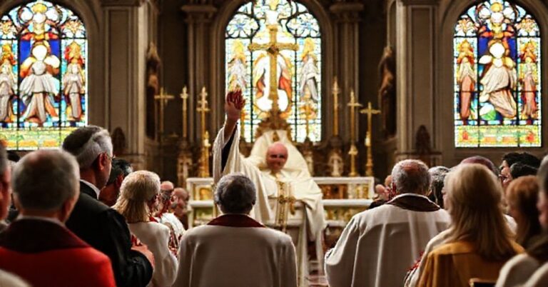 Uroczysty akt beatyfikacji 124 męczenników hiszpańskich w tradycyjnym kościele katolickim z udziałem kardynała Marcella Semeraro.