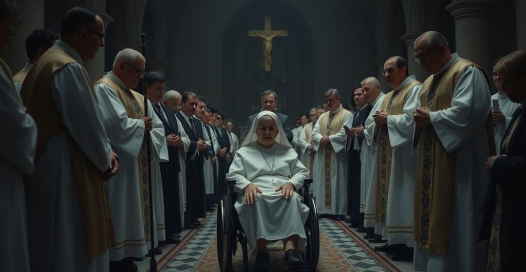 Uroczystość beatyfikacyjna Urszuli Napierskiej w archikatedrze oliwskiej, przedstawiająca modernistyczne odchylenia i kryzys duchowy w neo-kościele