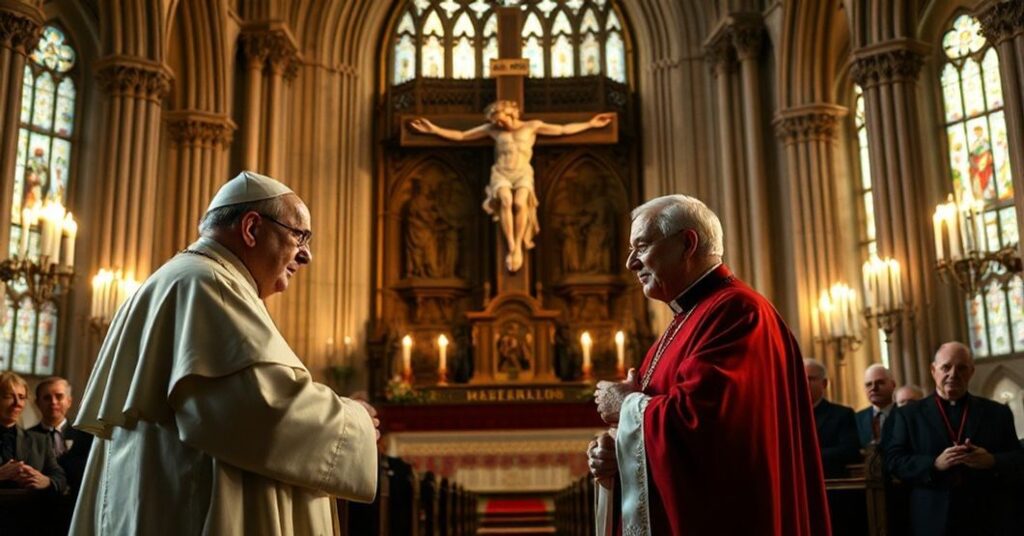 SobÃ³r w katedyrze z bergujio i pritzkerem rozmawiajÄ…cymi o ustawie o wspomaganym samobÃ³jstwie