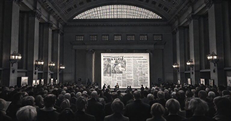 Berliński Ratusz z wystawą "Pojednanie dla Europy", symbolizująca fałszywe pojednanie bez nawrócenia do Chrystusa