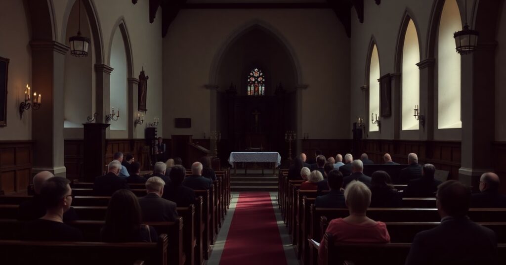Pusty ołtarz w katolickim kościele w Irlandii - symbol bezkapłańskich nabożeństw nowego kościoła synodalnego