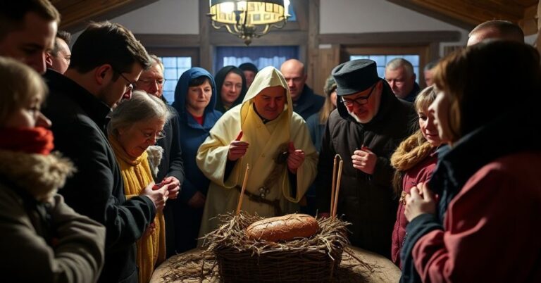 Uroczysta katolicka wigilia w Białystoku z "abp" Jozefem Guzdkiem i świeckimi władzami, że symbolizuje degradację tradycji religijnej.